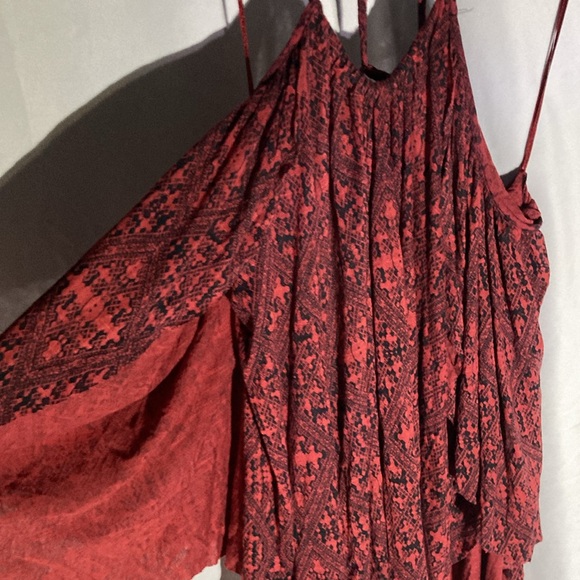 58-11 FREE PEOPLE red pack geometric double dutch flowy tank top M - Picture 6 of 10